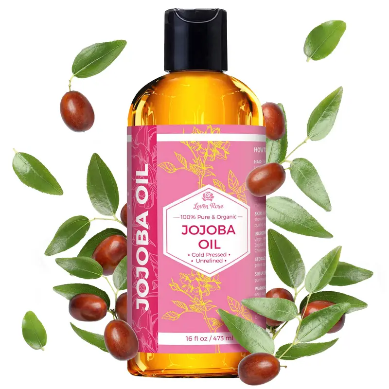 Leven Rose Huile de Jojoba Pure – Pressée à Froid, Non Raffinée, Hydratante pour Peau, Cheveux et Ongles | 473 ml
