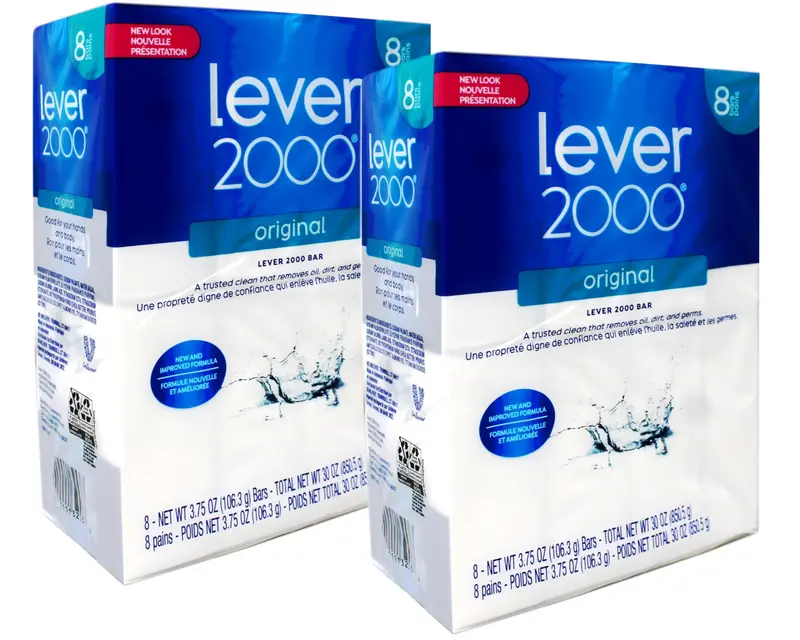 Lever 2000 Savon Original en Barre – 2 Paquets (8 Barres, environ 106 g chacune) – Fraîcheur et Propreté
