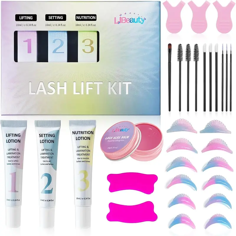 Libeauty Kit Lift-Cils 10ml – Curl des Cils et Lamination des Sourcils, Baume Nourrissant et Design Tubulaire