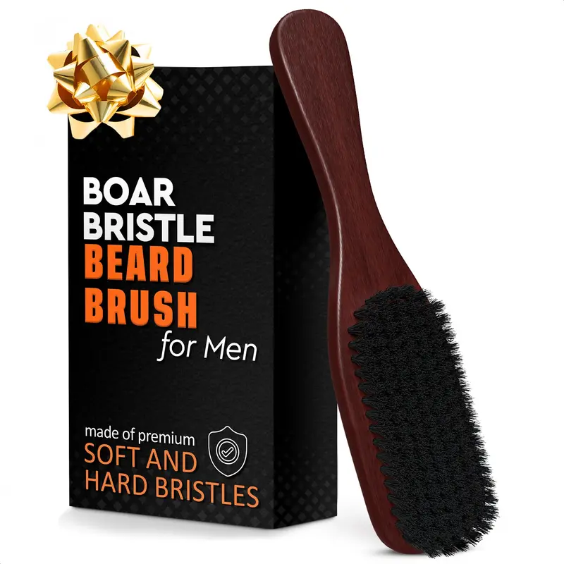LIBERHAUS – Brosse barbe avec poignée en bois, poils de sanglier doux, 9 pouces – coiffage précis et confortable