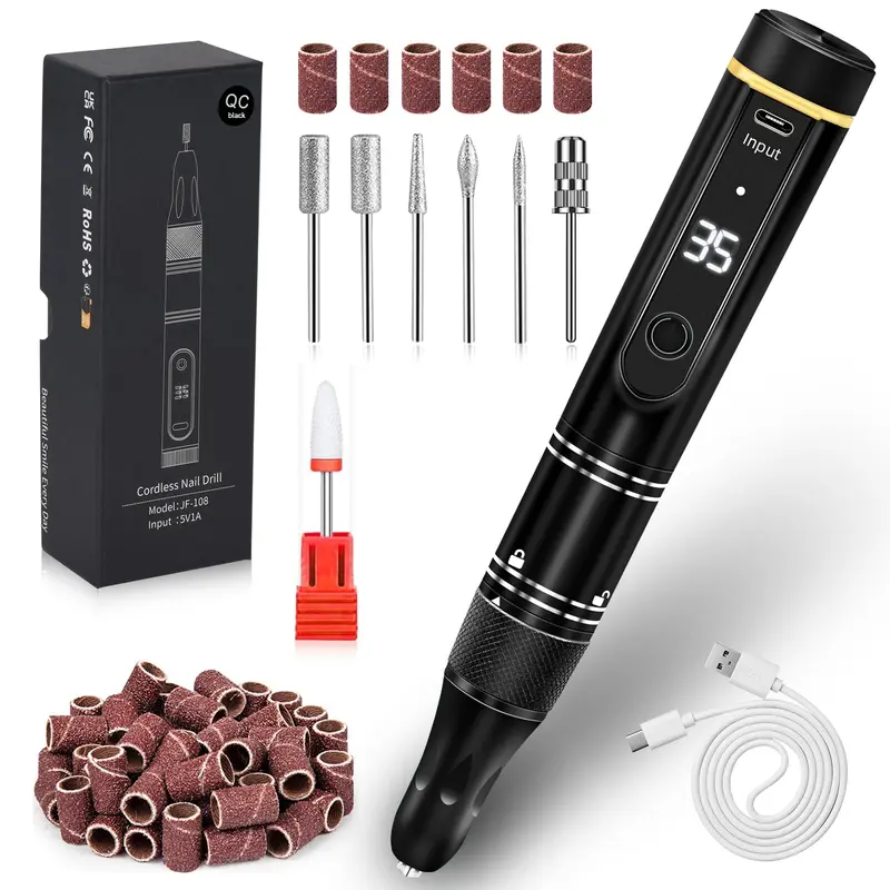 LIERKISS Fraise Électrique Sans Fil – 35000RPM pour Ongles, Manucure et Pédicure