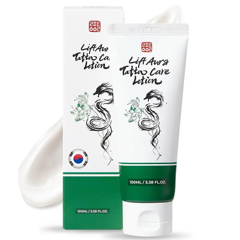 LiftAura Lotion Après-Tatouage – Hydratation Quotidienne pour Peau Tatouée, Ingrédients Propres, Tube 3,4 oz