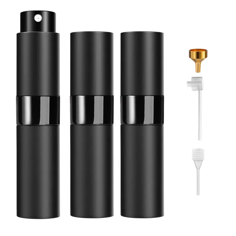 Likealot Atomisateur Parfum Voyage 8ml – Lot de 3, Anti-Fuite et Portable, Noir