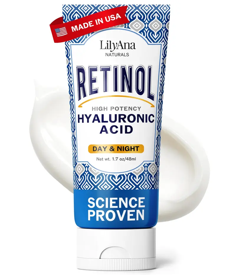LilyAna Naturals Crème Retinol Visage – Anti-âge, Hyaluronique, Soin Nuit