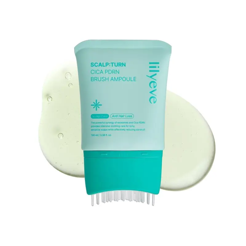 lilyeve SCALPTURN Cica PDRN Sérum Cuir Chevelu avec Brosse Intégrée – Hydratation et Soutien des Racines