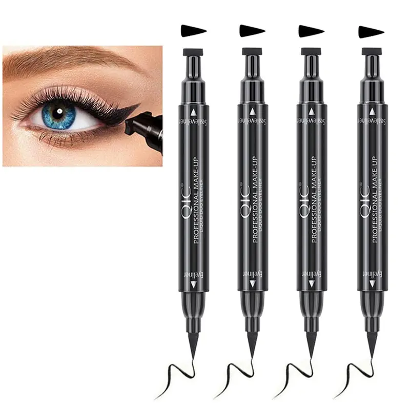 Linble Set Traceur Oculaire Ailé – 4 Pièces, Double Embout Feutre et Tampon Aile, Maquillage des Yeux Longue Tenue et Anti-Bavures
