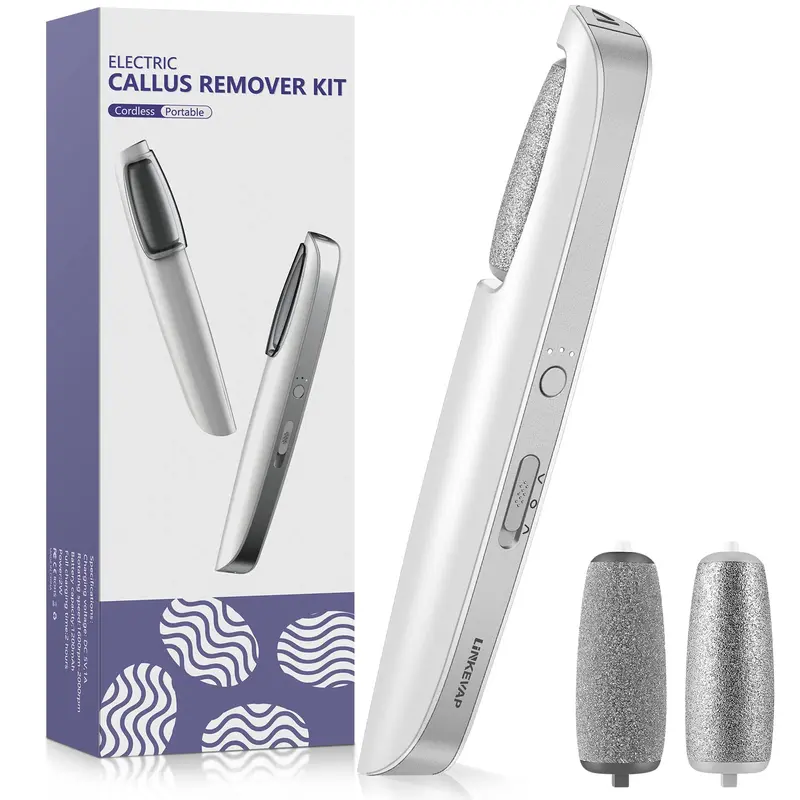 LINKEVAP Éliminateur Électrique de Callosités pour Pieds – Kit Pédicure Professionnel à Domicile (Blanc Froid)