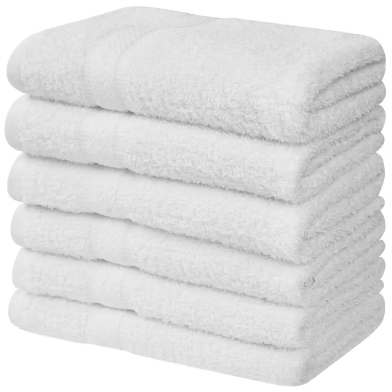 Linteum Textile Supply – Serviettes pour cheveux 100% coton filé en anneaux, 20x40 pouces, Pack de 6, Blanc