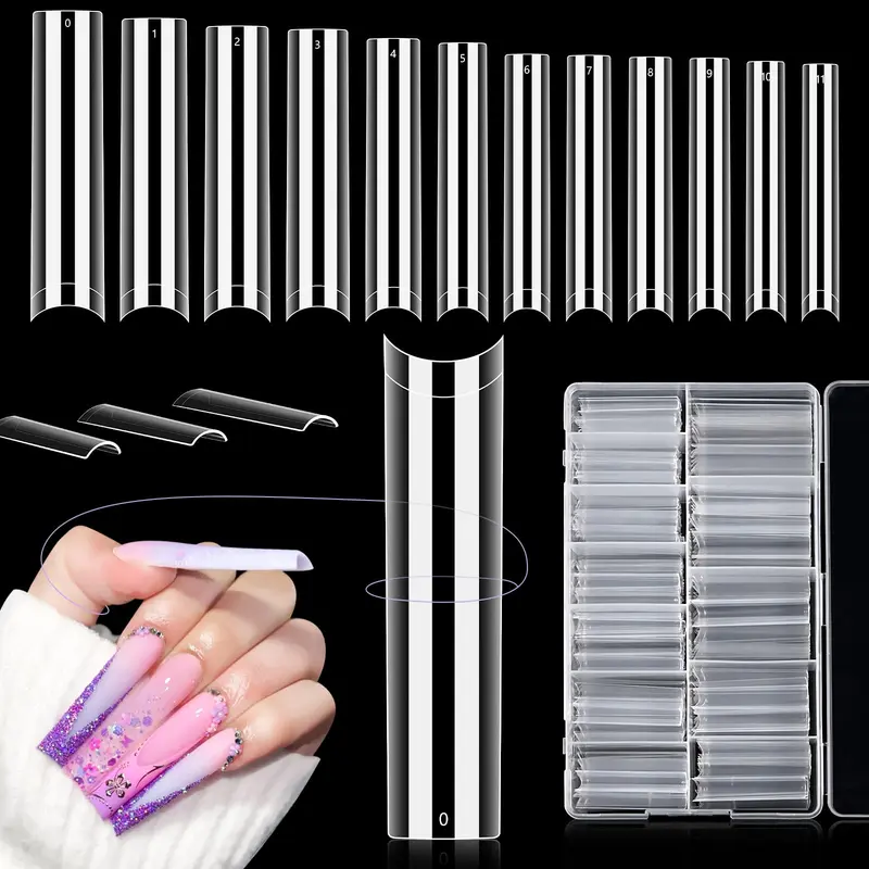 LIONVISION 504PCS Embouts d'ongles acryliques sans courbe 3XL – Extra-longues, 12 tailles