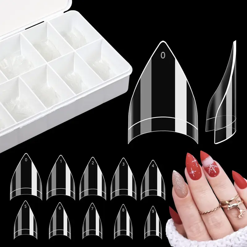 LIONVISON – 500 pcs d’embouts ongles stilettos courts, ABS sûr, 10 tailles