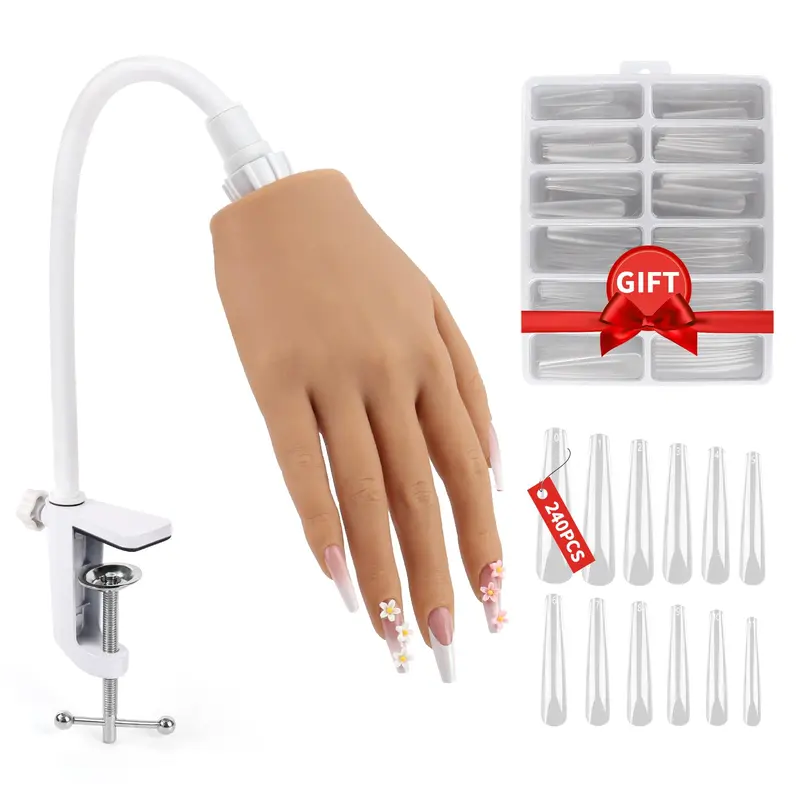 LIONVISON Main de Pratique pour Ongles Acryliques – Silicone Doux et Doigts Flexibles