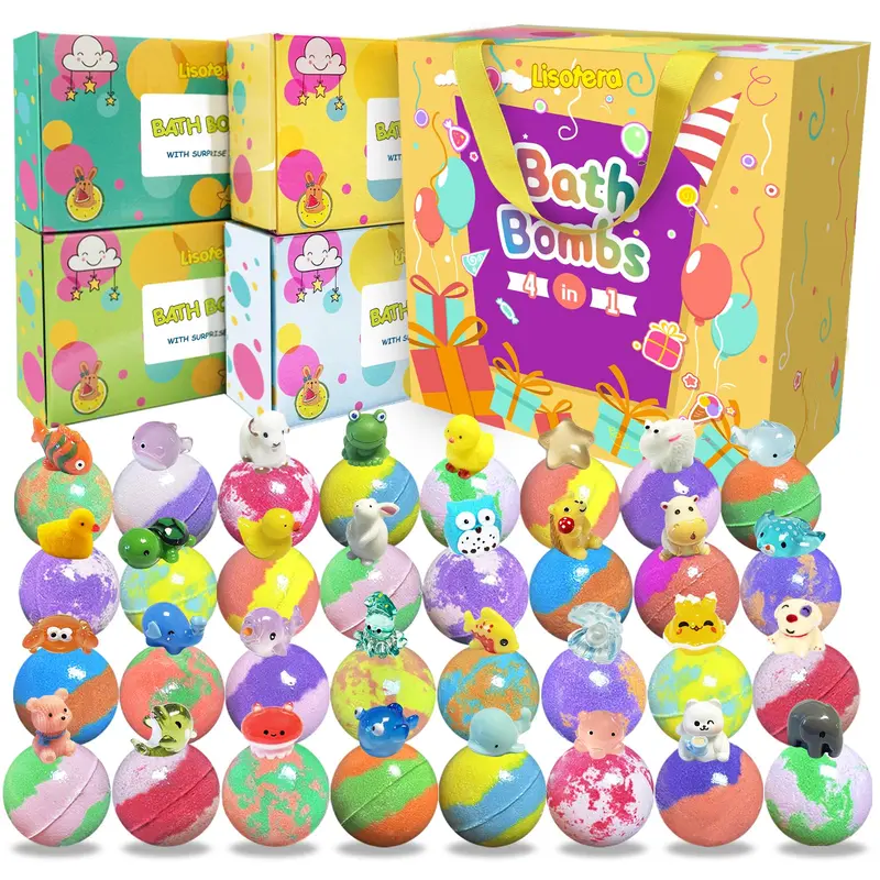 Lisotera – Bombes de Bain pour Enfants avec Surprise – Coffret 32 Pièces