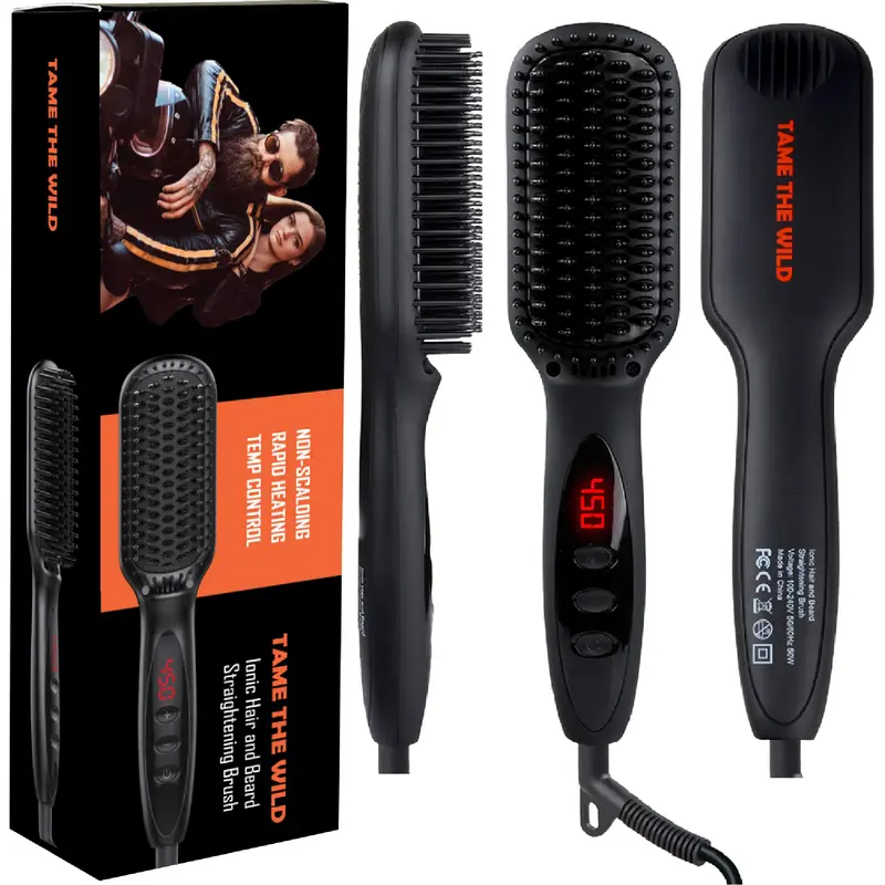 Lisseur Pro Barbe Tame The Wild – 12 Températures, Affichage LED, Anti-Scald