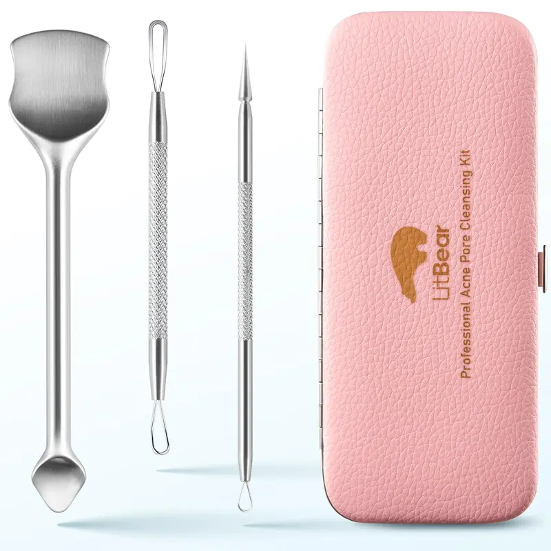 LitBear Pore Prep Tool – Kit d’extraction des pores en acier inoxydable