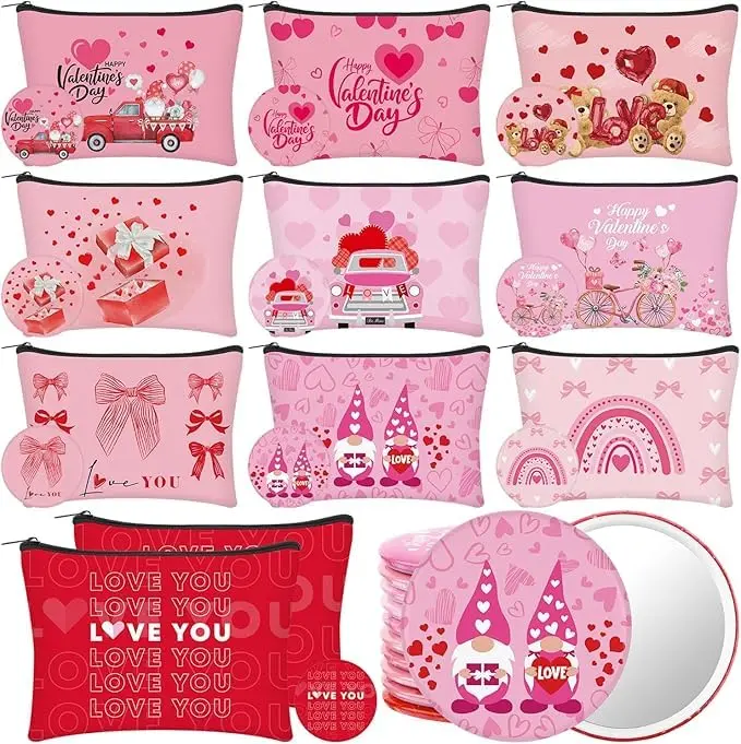LIUBUJINGYING - Lot de 40 Trousse Maquillage Saint-Valentin avec Miroirs