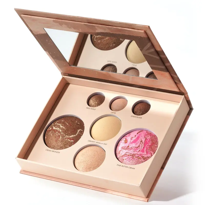 Llasido – Palette visage cuite au four pour peau mature –Bronzer, Blush, Highlighter et Ombres – Texture velours, Vegan et non testé sur animaux