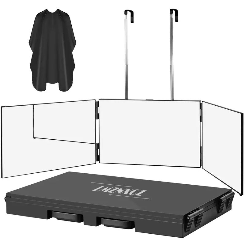 LMZNXCZ Miroir 3 Voies – Coupe à 360° pour Hommes, Tri-Pli et Crochets Télescopiques