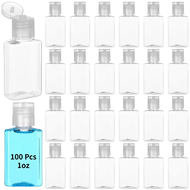 Lnrueg Lot de 100 Bouteilles Voyage 30 ml – Cap Flip, Transparentes et Étanches