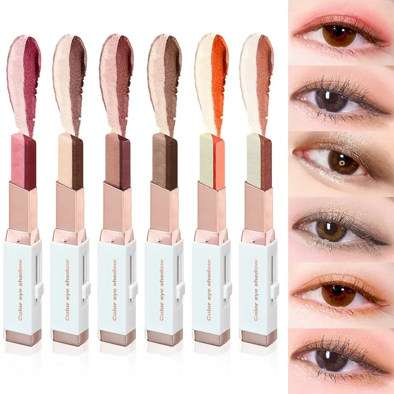LOKFAR – Lot de 6 sticks fards à paupières pailletés, 12 couleurs, dégradé double ton, waterproof
