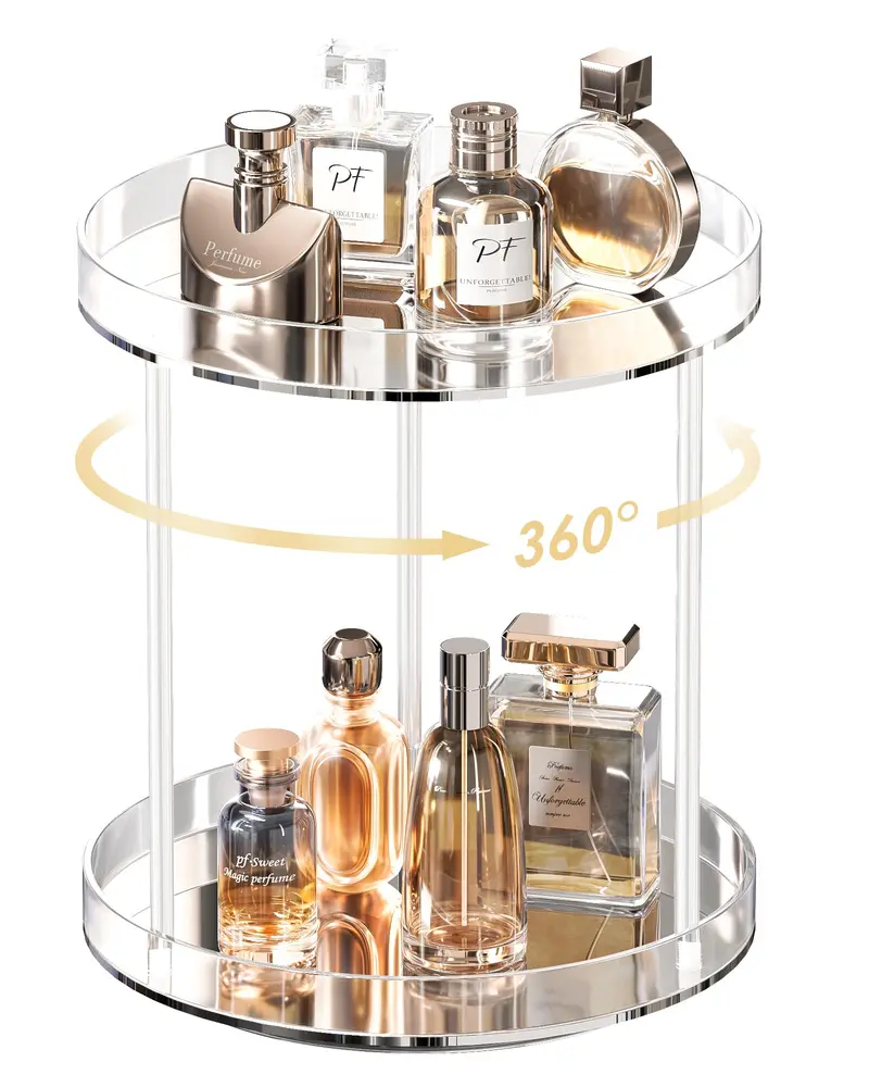 Lolalet - Support Parfums Acrylique Rotatif 360° à 2 Niveaux, Porte-Beauté Transparent