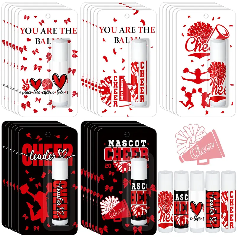 Loopeer – 30 baumes à lèvres rouges pour équipes de pom-pom et cadeaux Saint-Valentin
