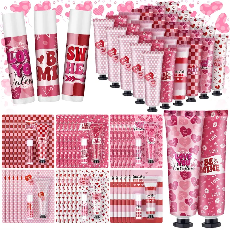Loopeer – 36 ensembles Crèmes Mains et Baumes Lèvres pour Saint-Valentin et Galentine