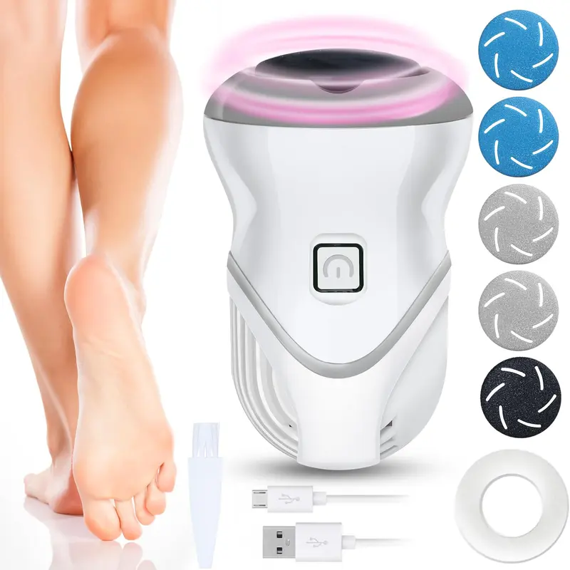 LOQOMI Pied Electrique – Epurateur de Callosites Rechargeable, 2 Vitesses, 6 Têtes