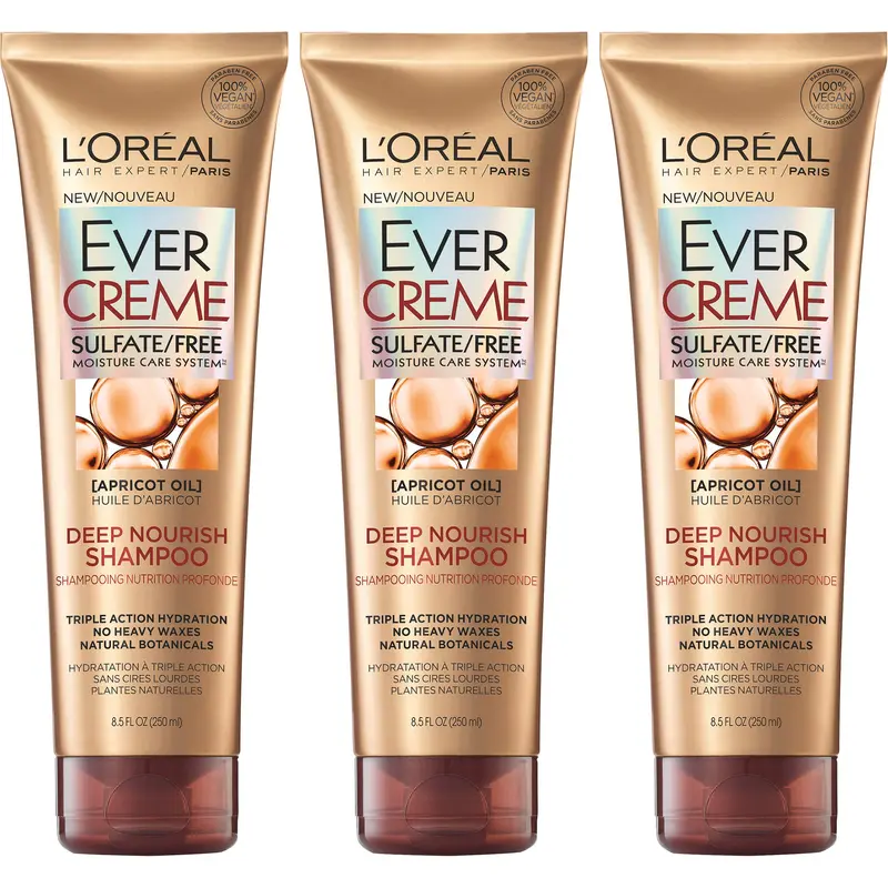 L’Oréal Paris EverCreme Shampooing Deep Nourish Sans Sulfates – Lot de 3