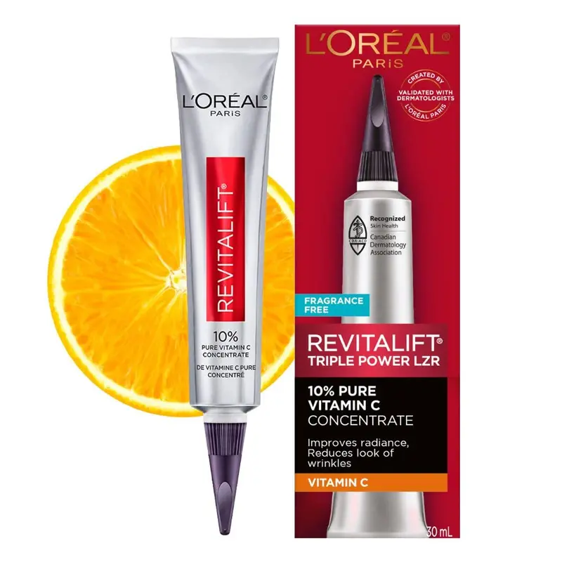 L'Oreal Paris Revitalift Sérum Vitamine C à 10 % pour le visage – Éclat durable et réduction des rides, Sans parfum | 30 ml