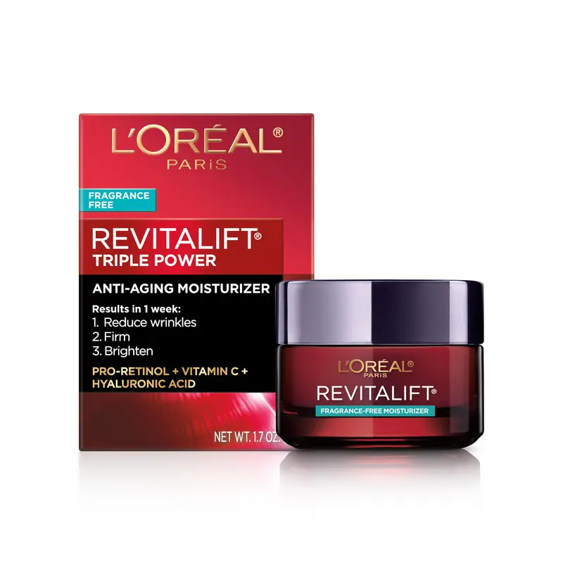 L’Oréal Paris Revitalift Triple Power Crème Visage Anti-Âge Sans Parfum, 1,7 oz