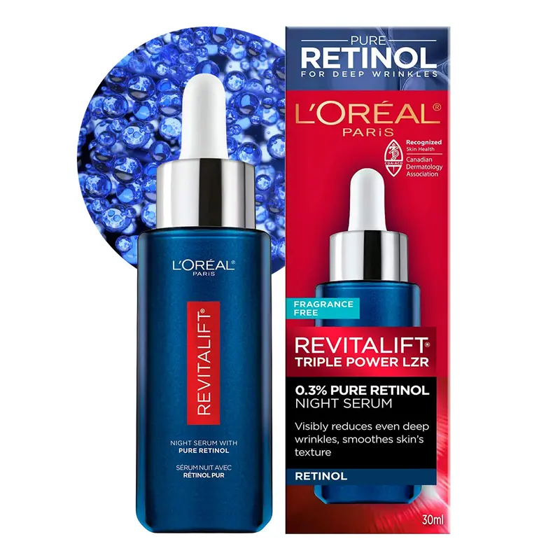 L’Oréal Paris Revitalift Triple Power LZR Sérum Nuit Retinol 0,3% — Hydratation et Anti‑Rides, 30 ml