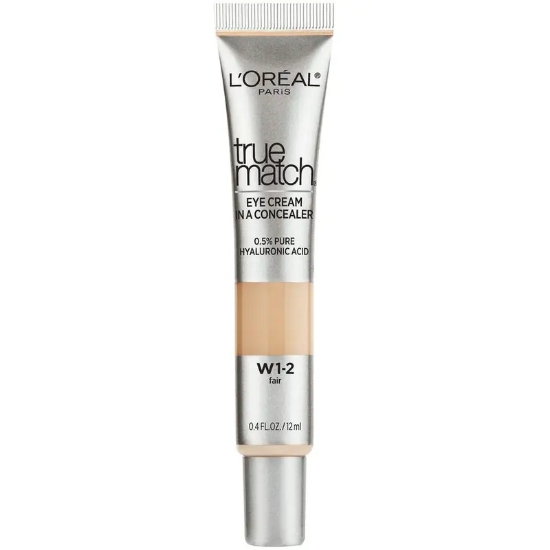 L’Oréal Paris True Match Crème-Correcteur Yeux, 0,5% Acide Hyaluronique – Teinte Fair W1-2, 0,4 fl oz