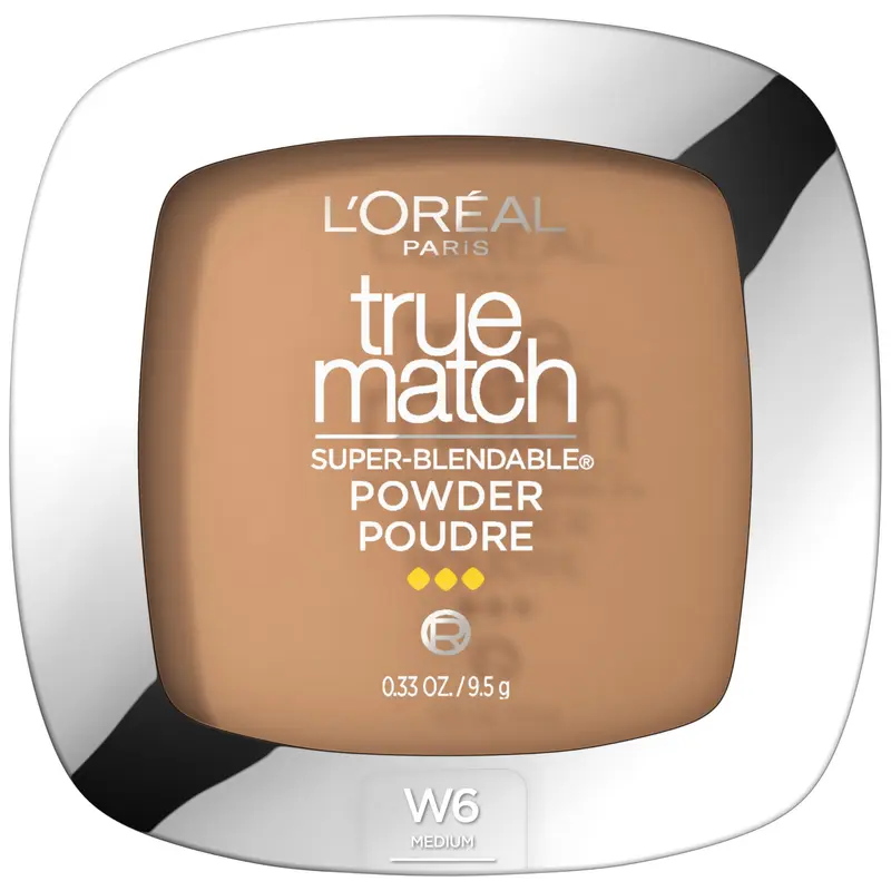 L’Oréal Paris True Match Poudre Fond de Teint Compact Sans Huile, Teinte W6 Medium, 0,33 oz, Emballage Variable