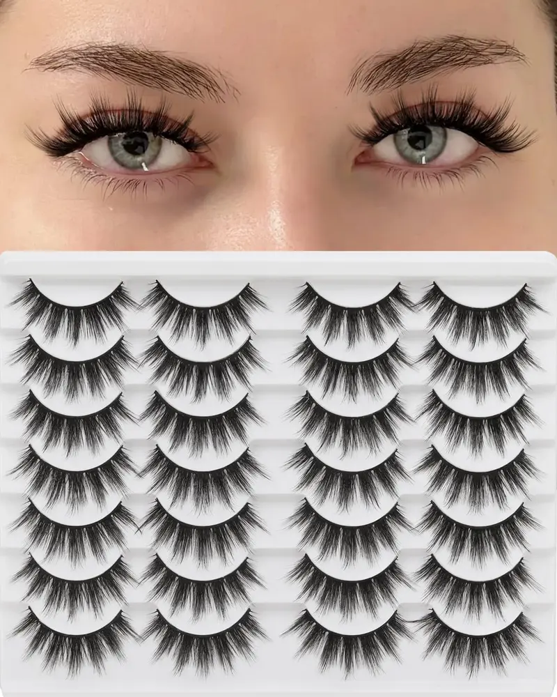 Losha Cils – Cils Faux Mink Naturels, 14 Paires, Volume Doux