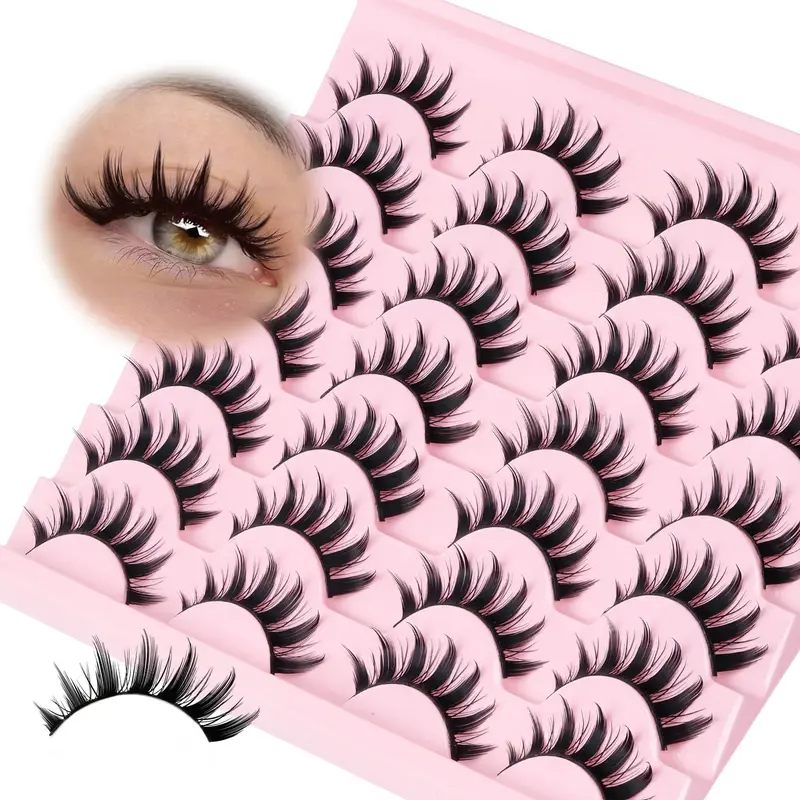 Losha Cils Manga Épineux – Lot de 14 Paires, Faux Cils 8D Wispy pour Regard Asiatique Naturel