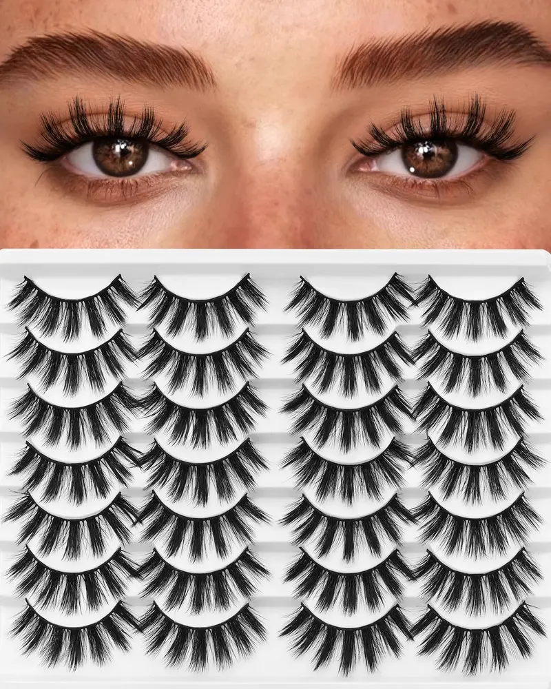 Losha Cils Naturels – Faux vison synthétique, 14 paires F69 | Faits à la main, volume duveteux