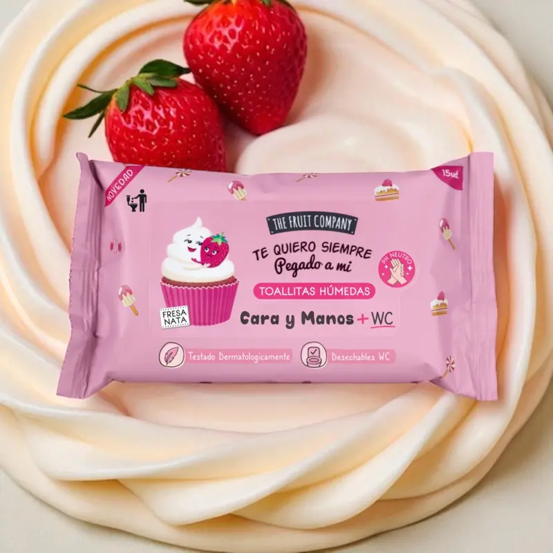 Lot de 12 Pièces - Lingettes multi-Usage parfum fraise chantilly - The fruit company