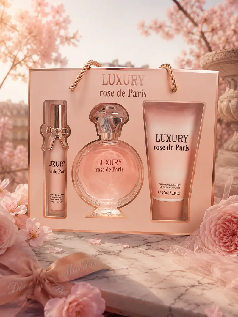 Lot de 3 Pièces - Coffret Parfum 3 Pièces"Rose de Paris" - Luxury