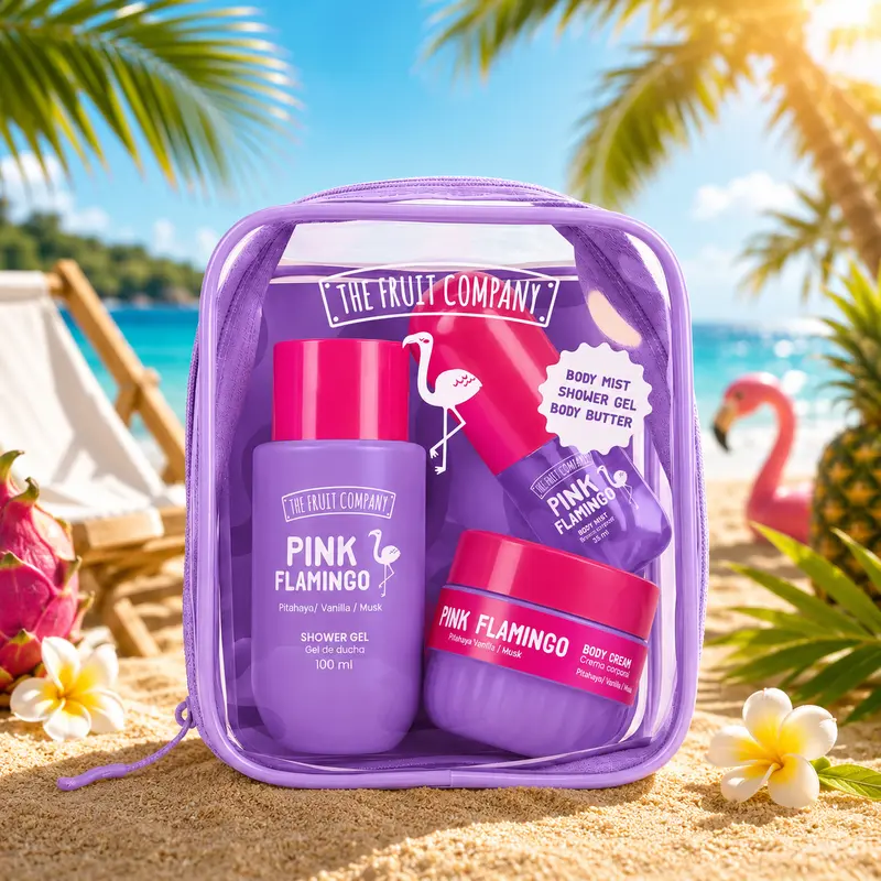 Lot de 4 Pièces - Travel Bag Summer Pink Flamingo 3 Pièces - The Fruit Company
