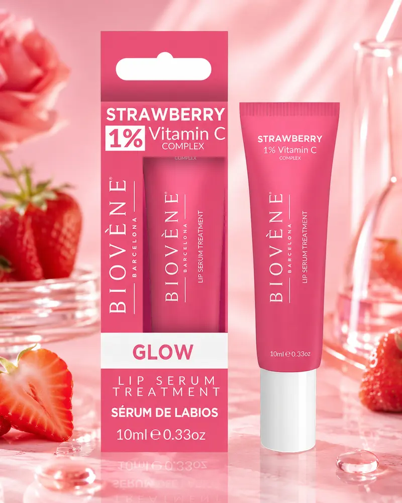 Lot de 5 Pièces - Sérum Baume à Lèvres Strawberry Glow – Biovène Barcelona – 10 ml