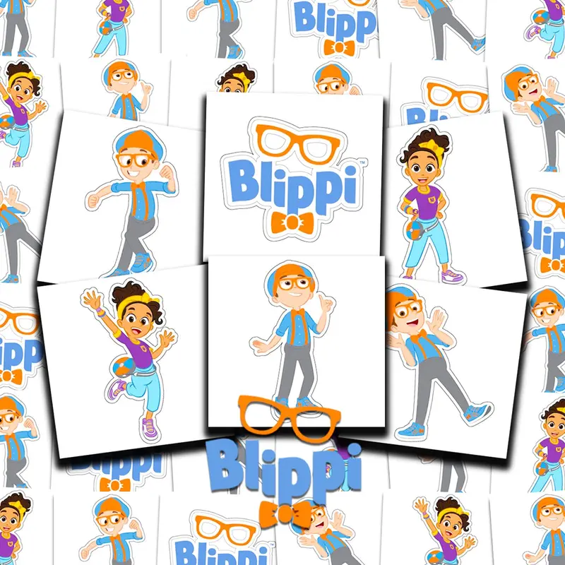 Lot de tatouages Blippi pour fête – 72 pièces perforées 2" x 2" (fournitures officielles)