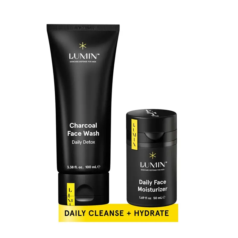 Lot Duo Dynamique Lumin pour Homme – Lavage au Charbon et Crème Hydratante, Nettoyant Visage et Hydratation Quotidienne