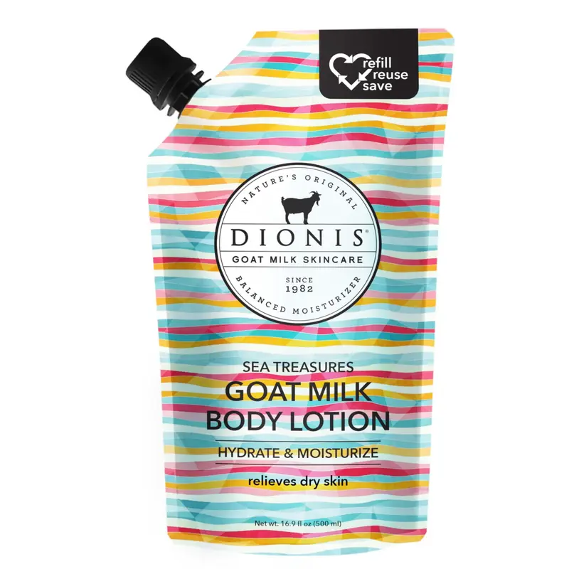 Lotion corporelle au lait de chèvre Dionis Sea Treasures Recharge 500 ml – Hydratante, Sans parabènes, Non testé sur les animaux