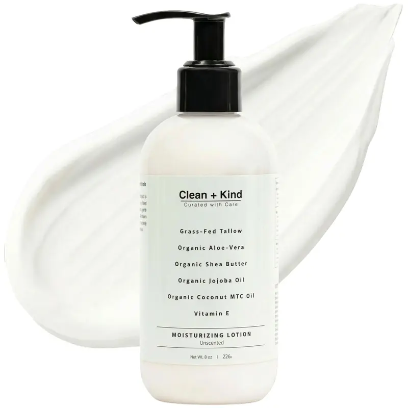 Lotion Hydratante Quotidienne Clean + Kind – Hydratation Prolongée pour Peau Sèche et Sensible – Sans Parfum (236 ml)