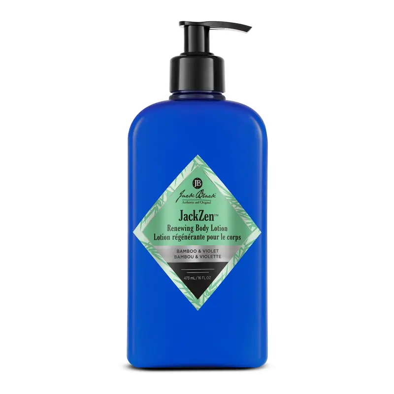 Lotion régénérante JackZen de Jack Black – Hydratation rapide pour peaux très sèches, 473 ml, parfum terreux