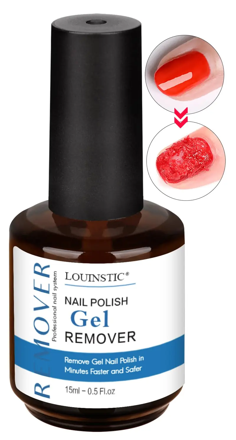 LOUINSTIC Dissolvant Gel Vernis Gel – Sans Acétone, 15 ml x2, Retrait rapide 2–5 minutes