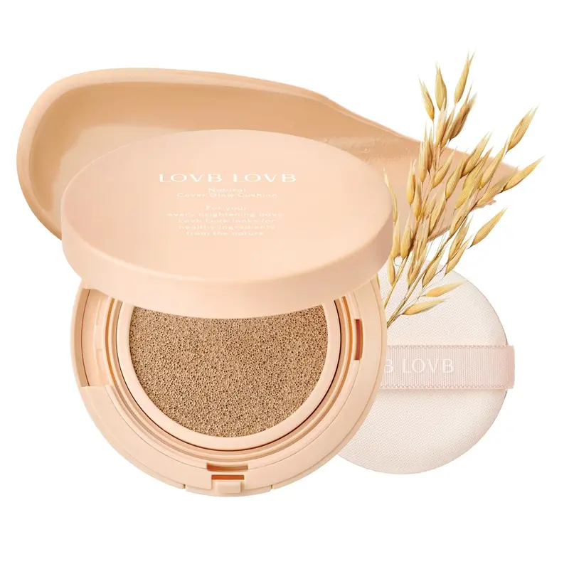 LOVB LOVB Natural Cover Glow Cushion Foundation – Fini satiné éclatant | Fond de Teint Cushion Coréen | Hydratation longue durée | Tous types de peau | 0,42 oz (23N Natural Beige)