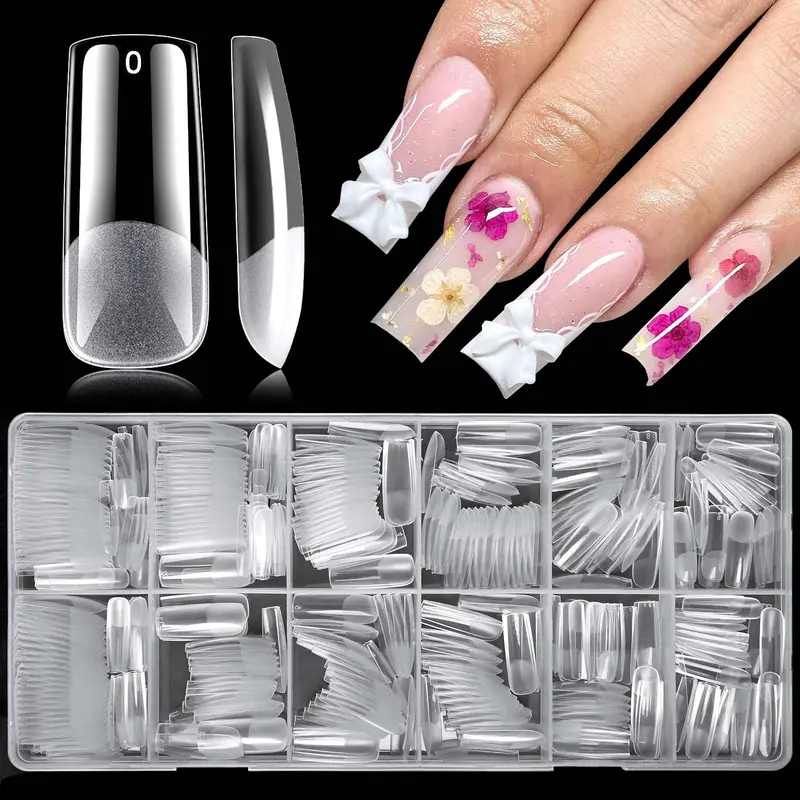 LoveOurHome 360 pièces – Ongles carrés longs transparents pour extensions gel et faux ongles