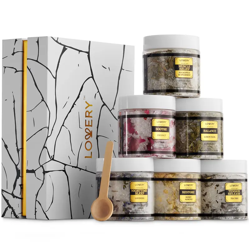 LOVERY Coffret Sels d'Epsom Deluxe – Sels de Bain Aromatiques et Huiles Essentielles | Idée cadeau bien-être