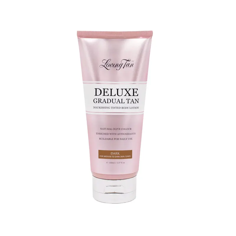 Loving Tan Deluxe Gradual Tan Lotion – Teint naturel foncé, autobronzant progressif, 150 ml, sans cruauté animale et DHA naturel